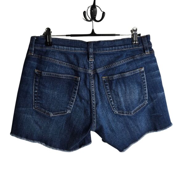 J. Crew Women's Midrise Indigo Denim Jean Shorts Frayed Hem Dark Wash Size 26 - Picture 2 of 7